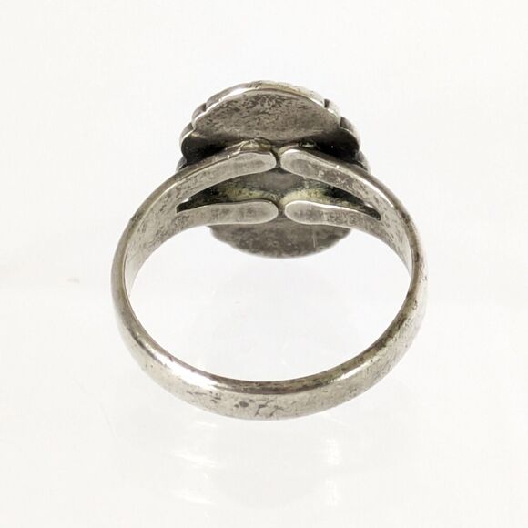 VTG 60's BELL TRADING POST Sterling Silver Green Turquoise Navajo Ring Sz 4-3/4 - Picture 3 of 7